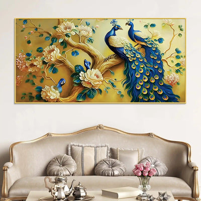 Traditional Indian Peacock Canvas Wall Painting