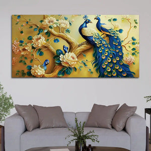 Traditional Indian Peacock Canvas Wall Painting