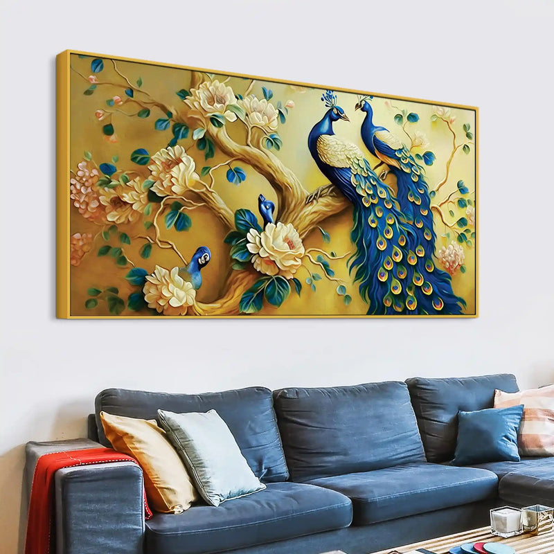 Traditional Indian Peacock Canvas Wall Painting