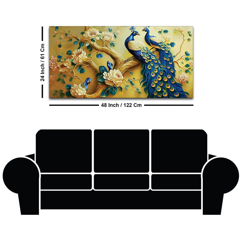Traditional Indian Peacock Canvas Wall Painting