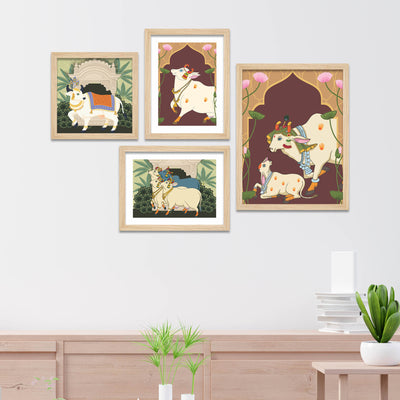traditional-indian-pichwai-cow-wall-frame-set-of-four