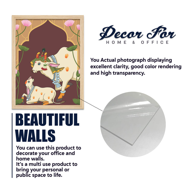 Traditional Indian Pichwai Cow Wall Frame Set of Four