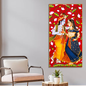 Traditional Indian Radha Krishna Canvas Painting | Luxury Religious Home Decor