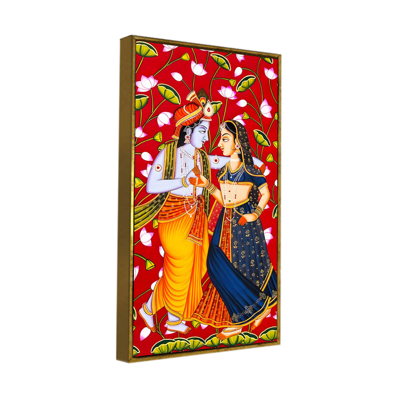 Traditional Indian Radha Krishna Canvas Painting | Luxury Religious Home Decor