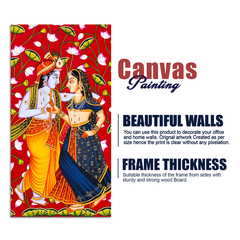 Traditional Indian Radha Krishna Canvas Painting | Luxury Religious Home Decor