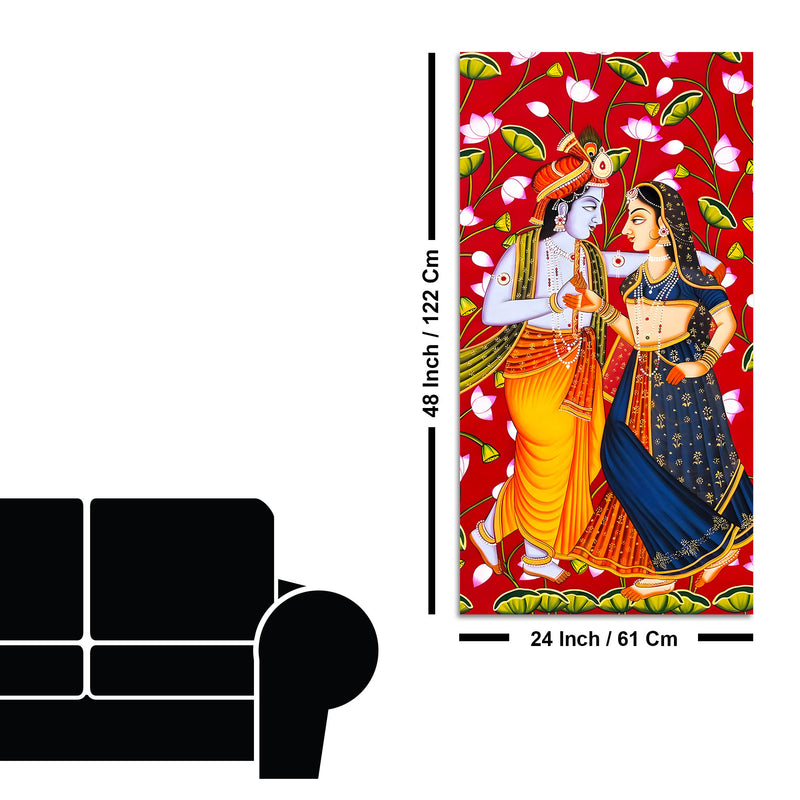 Traditional Indian Radha Krishna Canvas Painting | Luxury Religious Home Decor