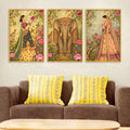 Traditional Indian Royal Canvas Wall Painting Set of 3