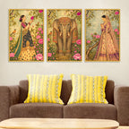 Traditional Indian Royal Canvas Wall Painting Set of 3