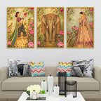Traditional Indian Royal Canvas Wall Painting Set of 3