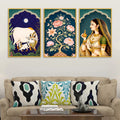 Traditional Indian Royal Canvas Wall Painting Set of Three