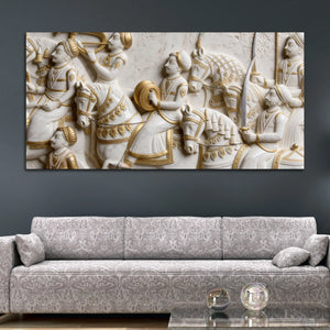 Traditional Indian Royal Cavalry 3D Canvas Wall Painting
