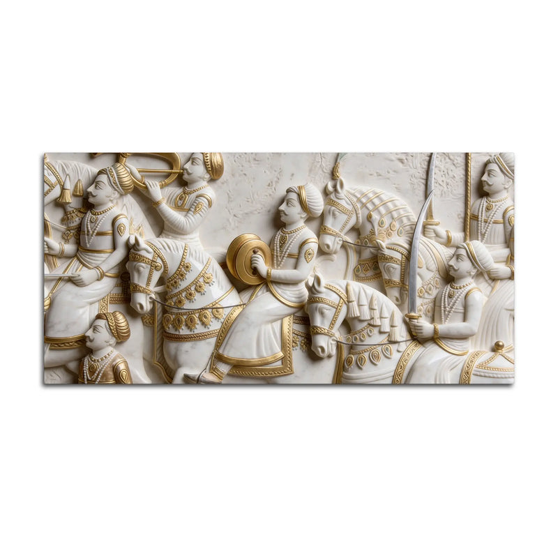 Traditional Indian Royal Cavalry 3D Canvas Wall Painting