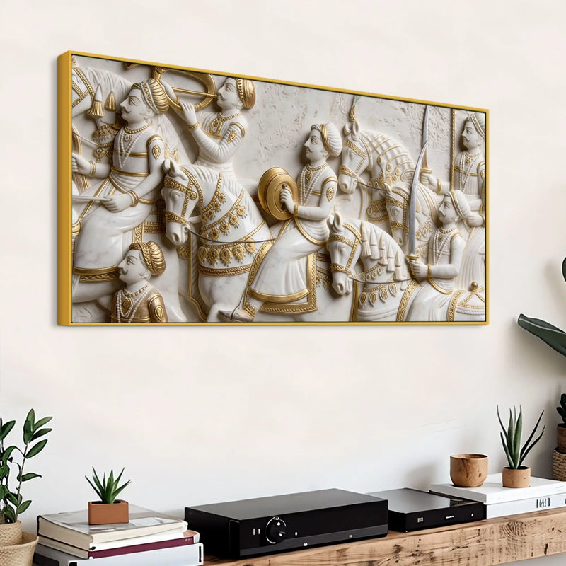 Traditional Indian Royal Cavalry 3D Canvas Wall Painting