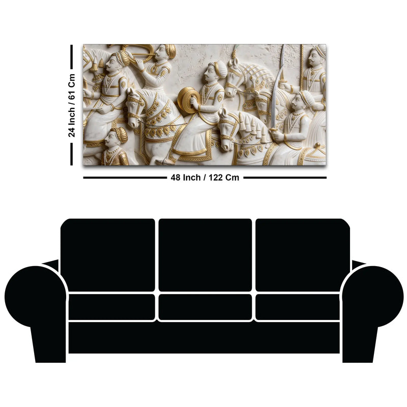 Traditional Indian Royal Cavalry 3D Canvas Wall Painting