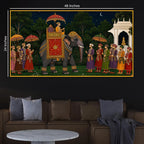 Traditional Indian Royal Procession Floating Frame Crystal Wall Painting