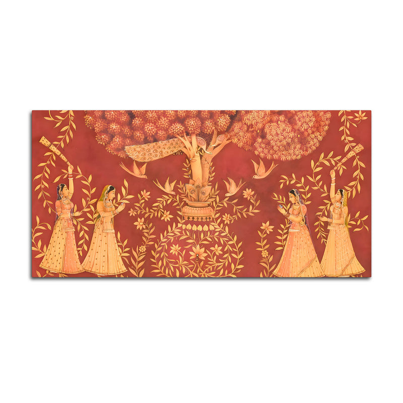 Traditional Indian Sacred Tree Canvas Wall Painting – Sacred Tree Décor