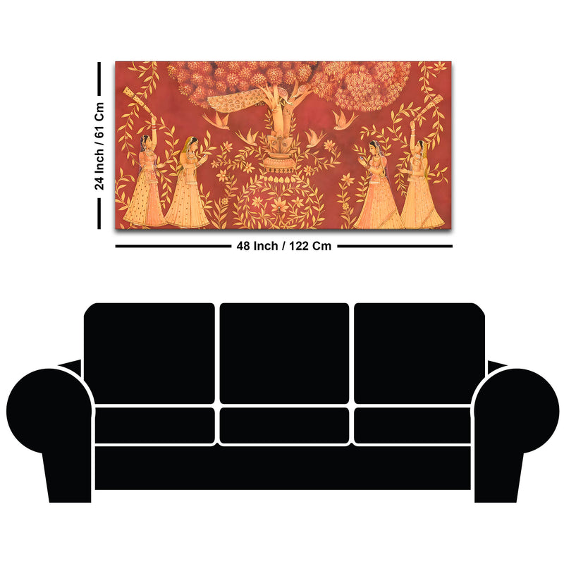 Traditional Indian Sacred Tree Canvas Wall Painting – Sacred Tree Décor