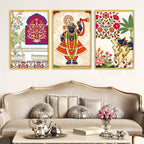 Traditional Indian Wall Art Canvas Painting Set of Three