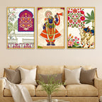 Traditional Indian Wall Art Canvas Painting Set of Three