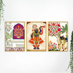 Traditional Indian Wall Art Canvas Painting Set of Three