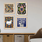 Traditional Indian Wall Art Frame Set of 4