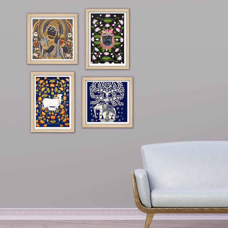 Traditional Indian Wall Art Frame Set of 4