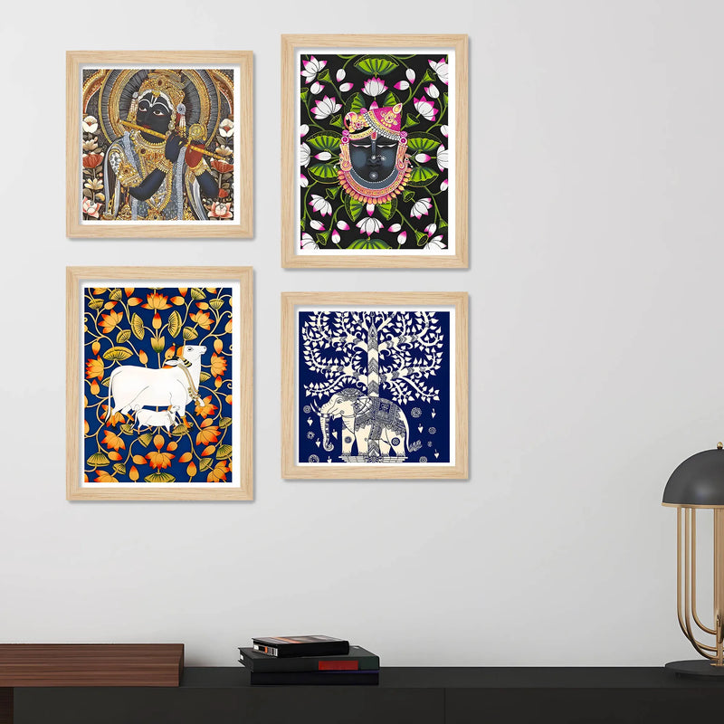 Traditional Indian Wall Art Frame Set of 4