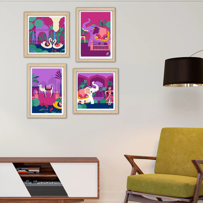 Traditional Indian Wall Art Frame Set of 4