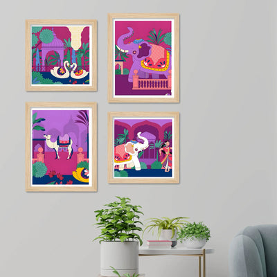 Traditional Indian Wall Art Frame Set of 4