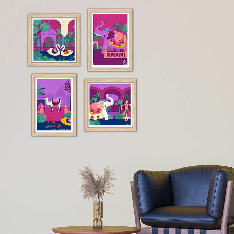 Traditional Indian Wall Art Frame Set of 4