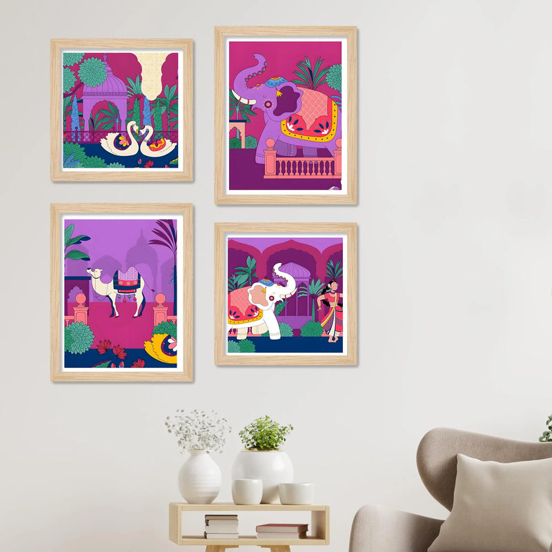 Traditional Indian Wall Art Frame Set of 4