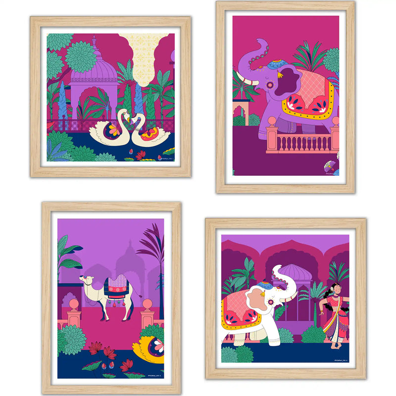 Traditional Indian Wall Art Frame Set of 4