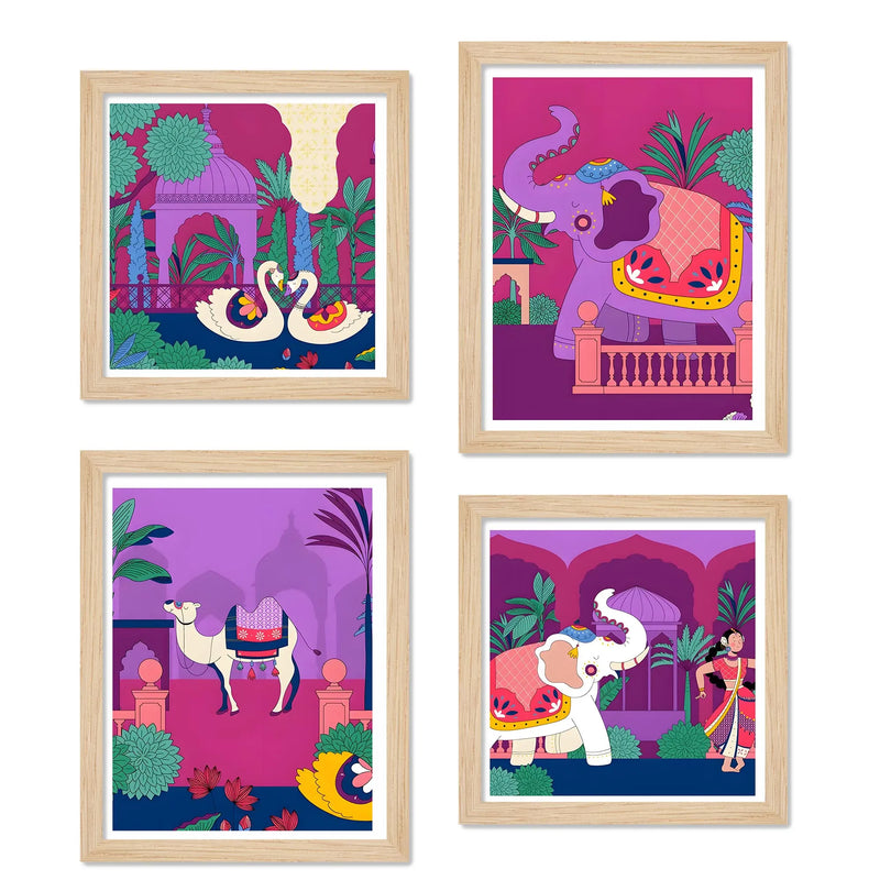Traditional Indian Wall Art Frame Set of 4