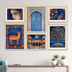 Traditional Indian Wall Art Frame Set of 6