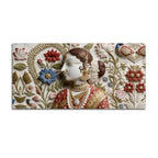 Traditional Indian Woman Floral Relief 3D Effect Canvas Wall Painting