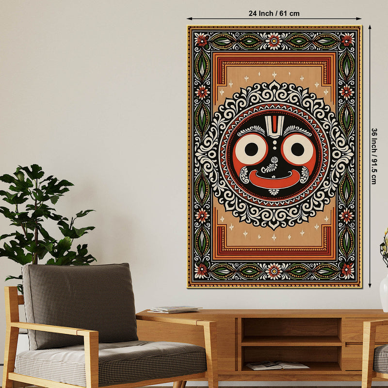 Traditional Jagannath Canvas Painting for Spiritual Living Room Decor