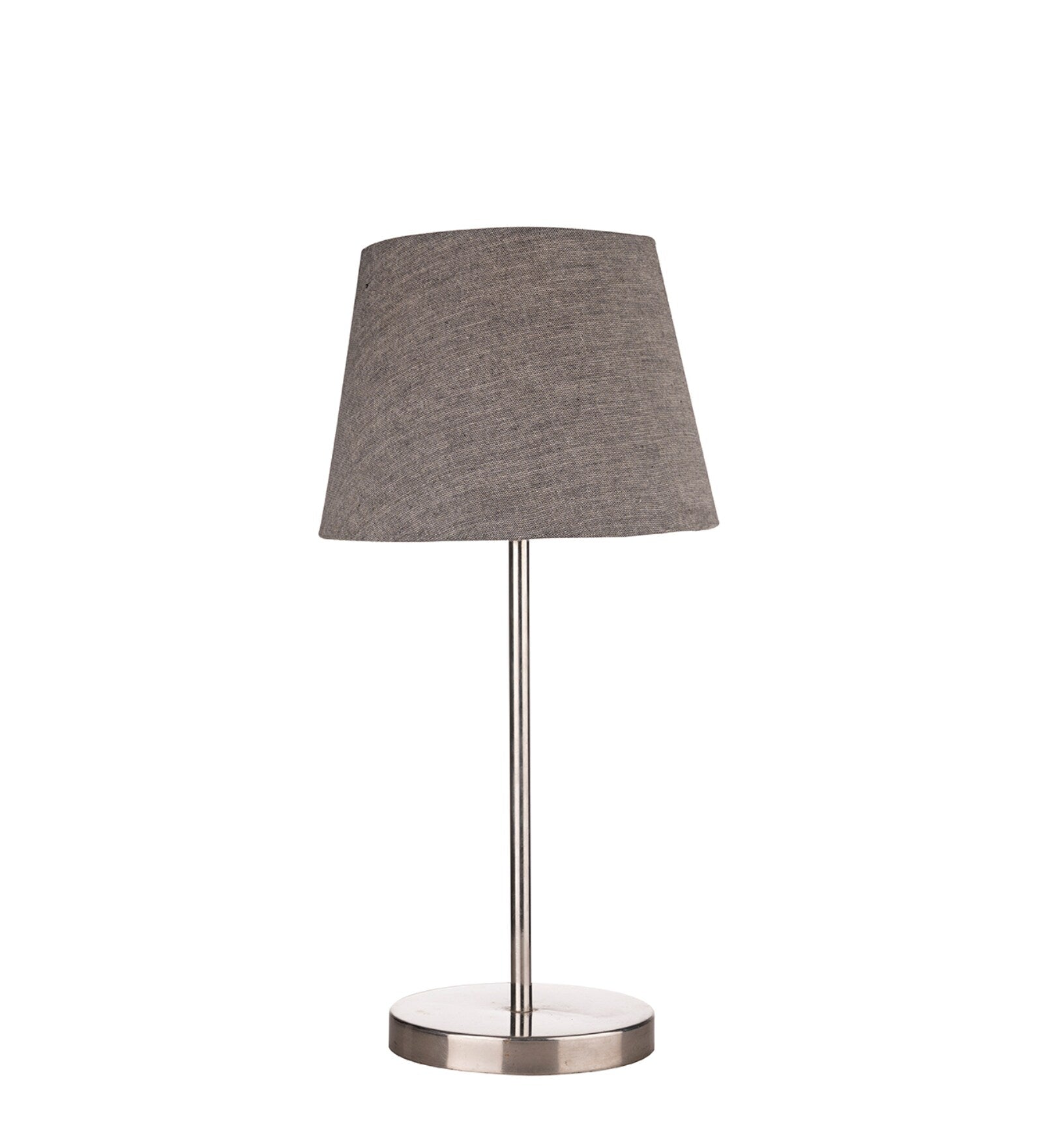 Traditional Jute Grey Color Shade Table Lamp with Silver Finish Base