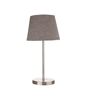 Traditional Jute Grey Color Shade Table Lamp with Silver Finish Base