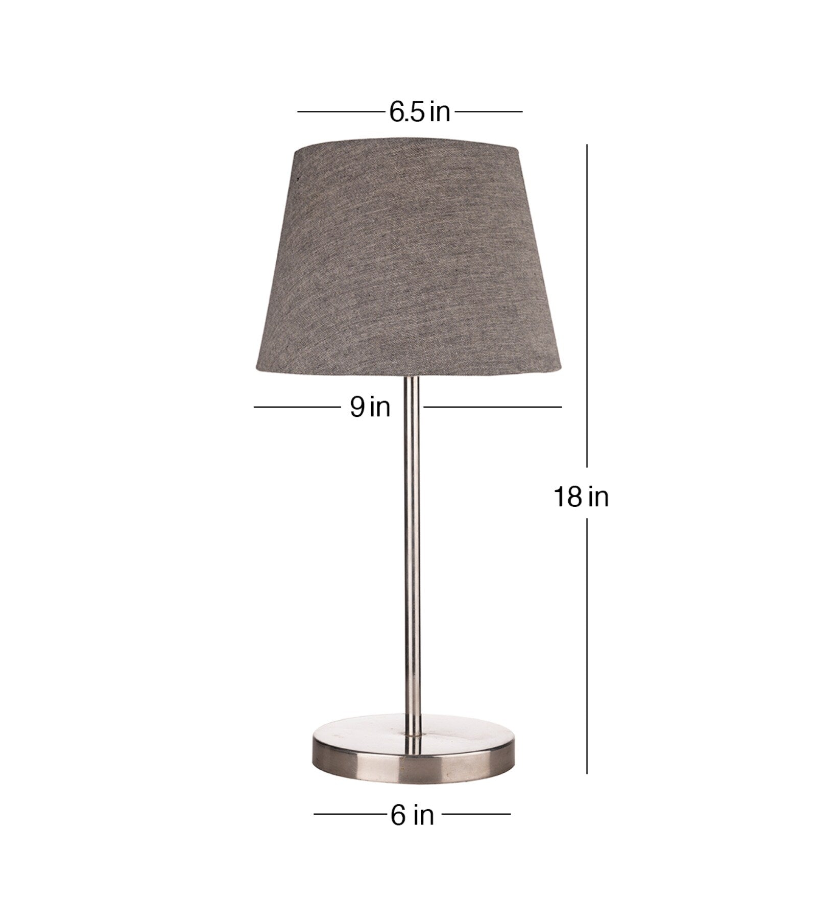 Traditional Jute Grey Color Shade Table Lamp with Silver Finish Base