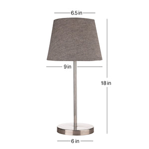 Traditional Jute Grey Color Shade Table Lamp with Silver Finish Base