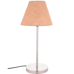 Traditional Jute Shade Table Lamp with Silver Finish Base