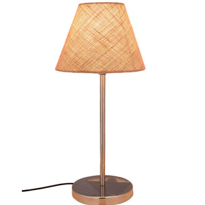 Traditional Jute Shade Table Lamp with Silver Finish Base