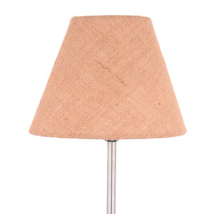 Traditional Jute Shade Table Lamp with Silver Finish Base