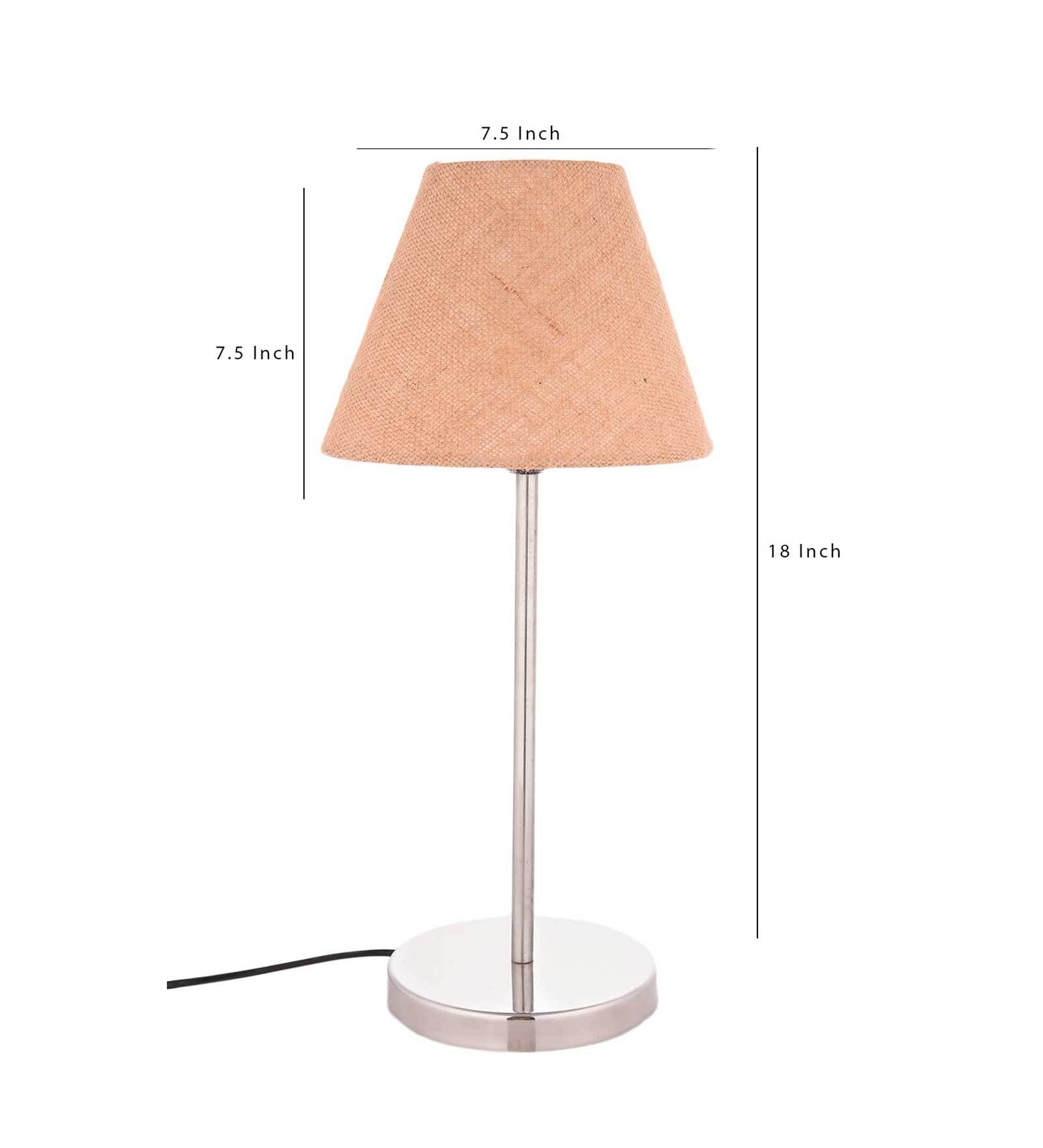 Traditional Jute Shade Table Lamp with Silver Finish Base