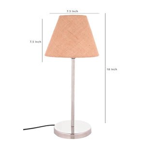 Traditional Jute Shade Table Lamp with Silver Finish Base