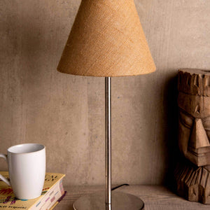 Traditional Jute Shade Table Lamp with Silver Finish Base