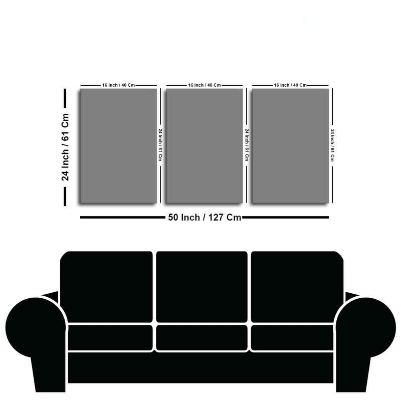 Traditional Lord Ganesh 3 Pieces Canvas Wall Painting