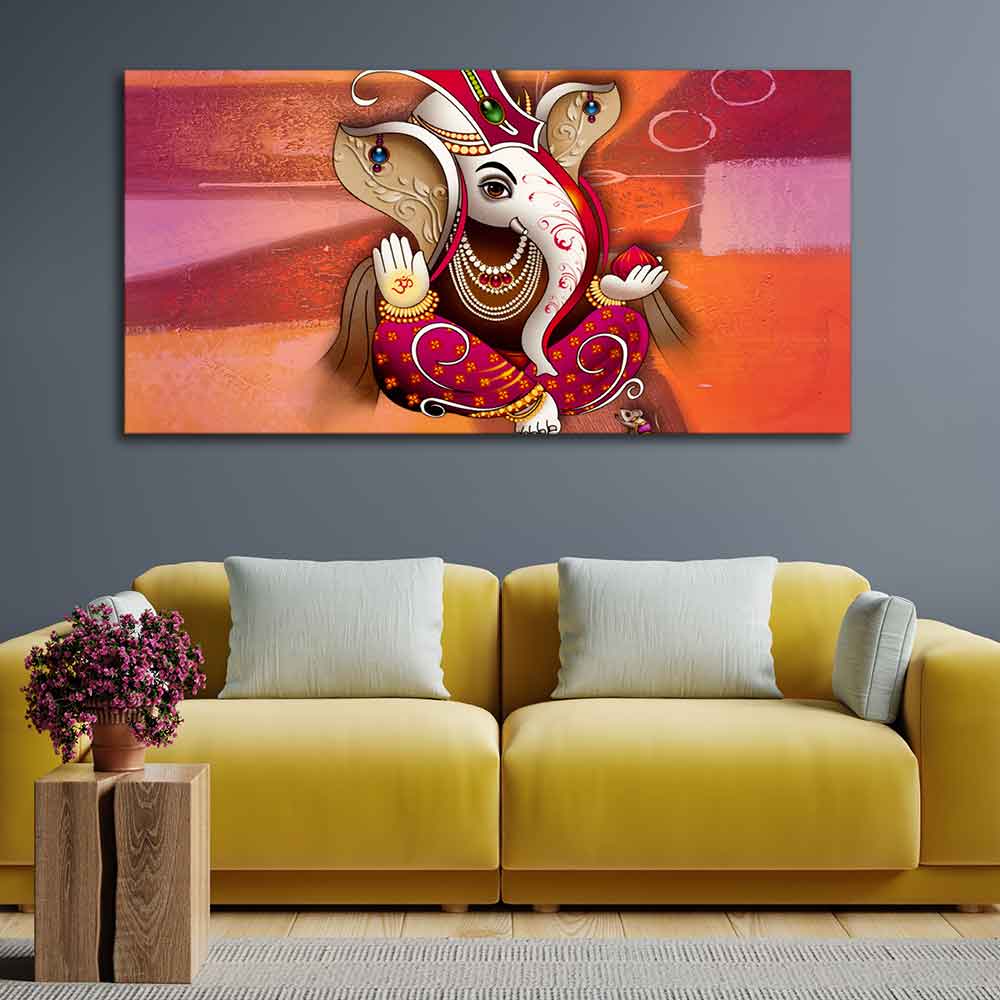 Traditional Lord Ganesh Canvas Wall Painting