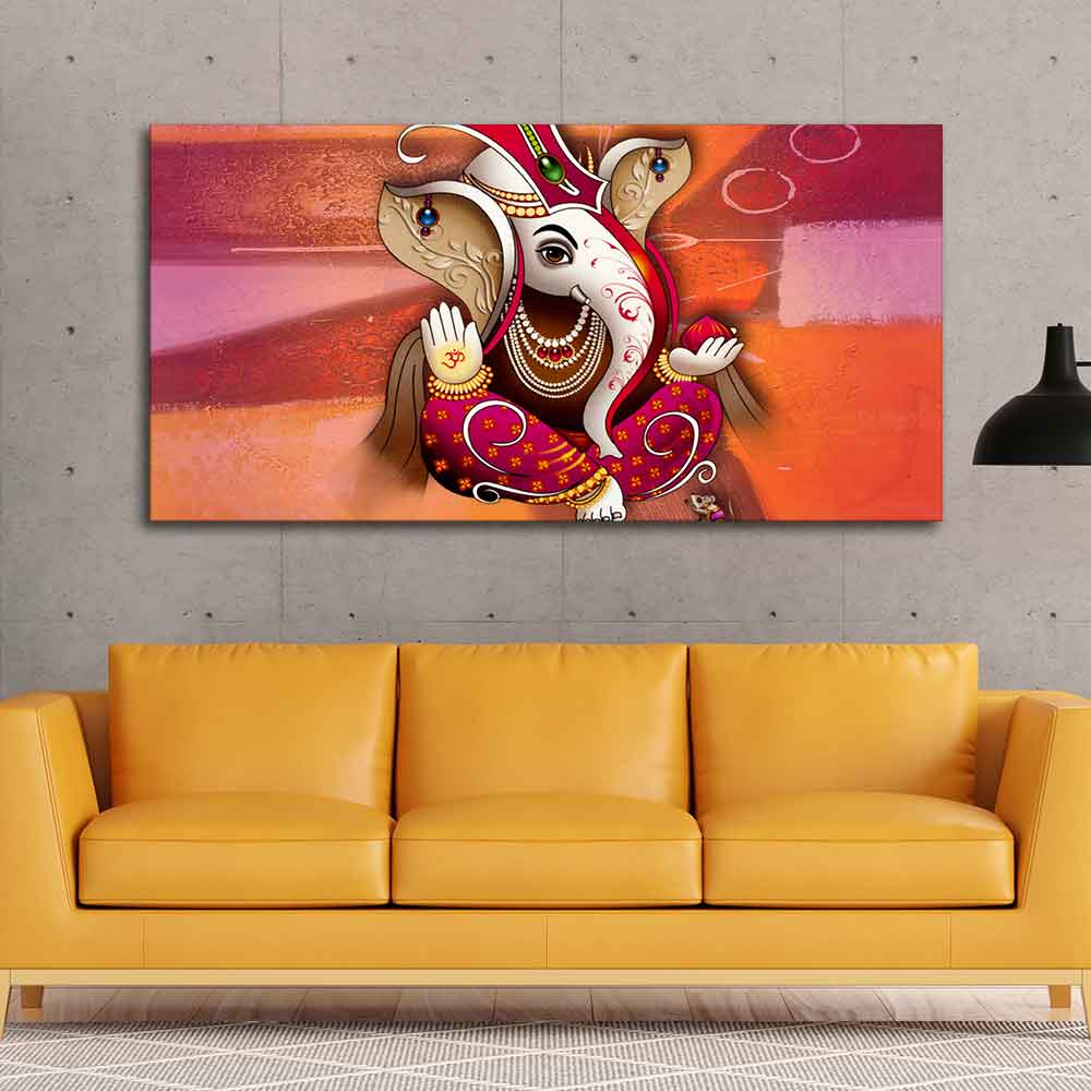 Traditional Lord Ganesh Canvas Wall Painting