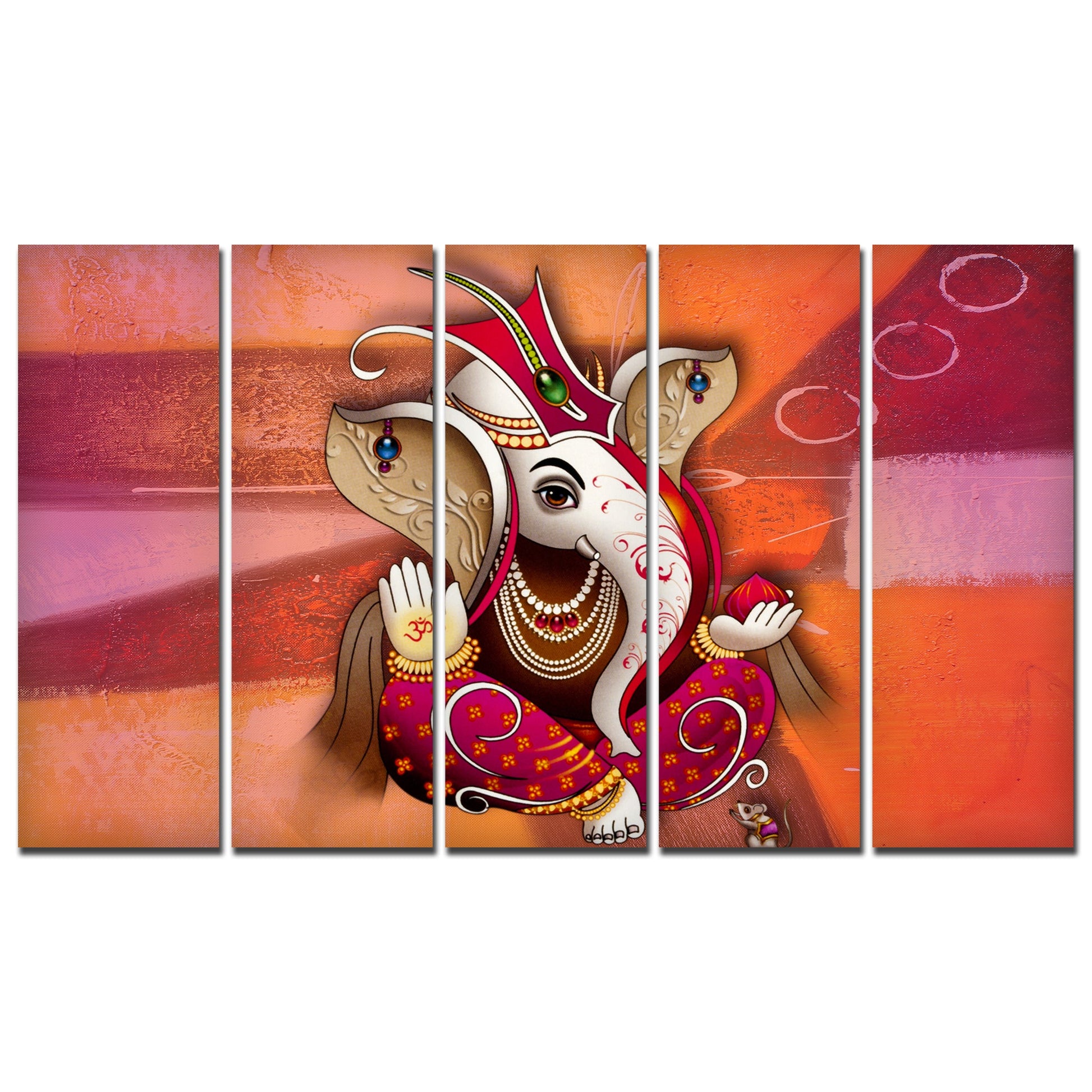 Traditional Lord Ganesh Wall Painting 5 Pieces